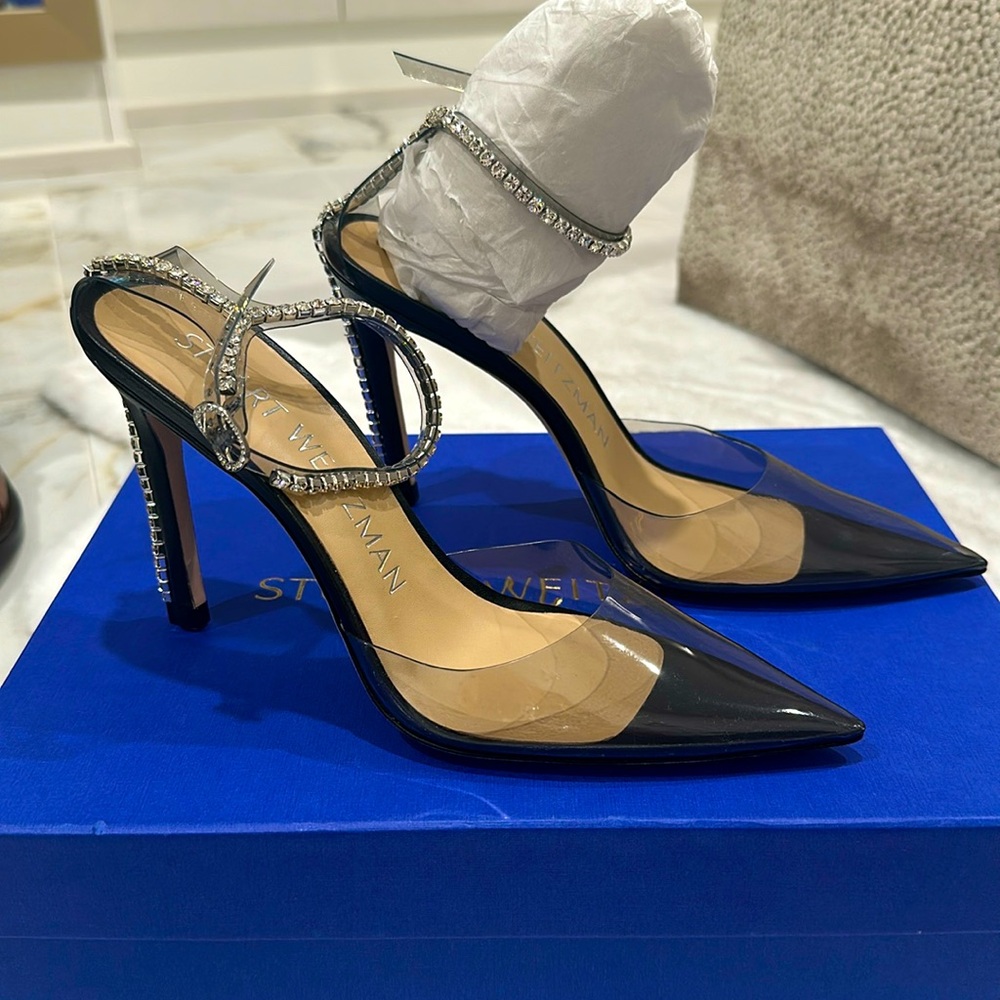 Stuart Weitzman Black and Silver Heels